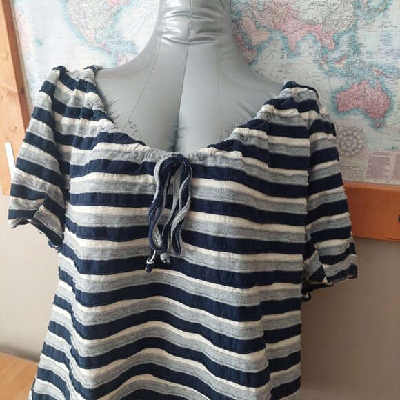 BloomChic Plus Size Navy Grey and Cream Striped Top Size 22-24 - Picture 3 of 11